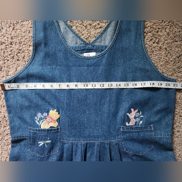 The Disney Store Winnie the Pooh Denim Jumper Dress Vintage Size Large - Picture 9 of 11
